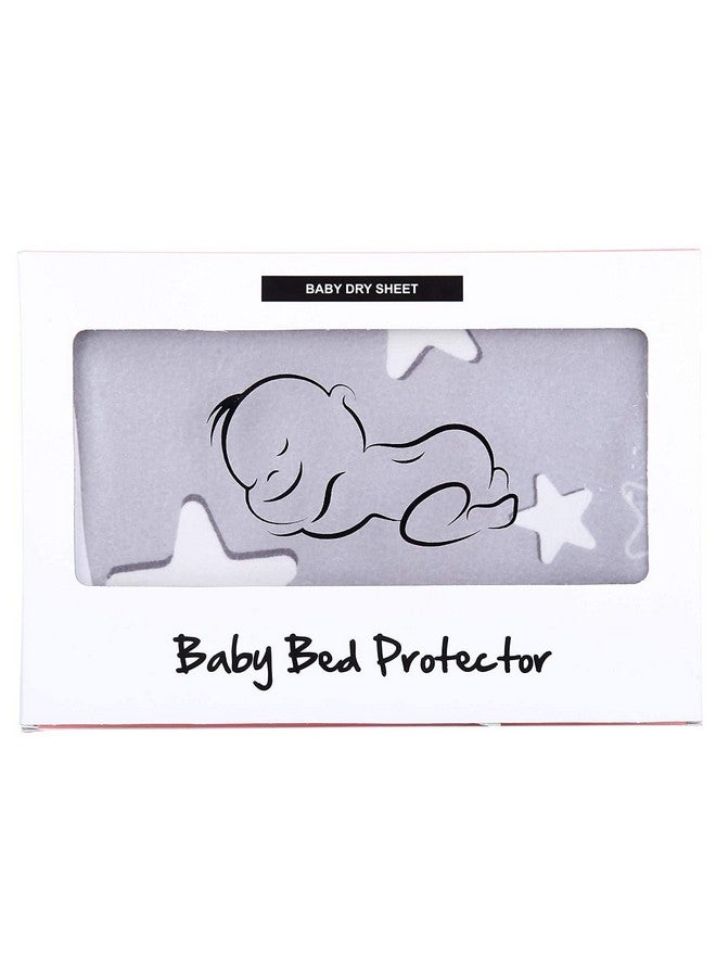 AHC Printed Dry Sheets For Baby Bed Size Double Bed Extra Large Soft |Comfortable |Extra Absorbency|Fast Dry (200X140 Cm, Grey, Star Print) - Image 1