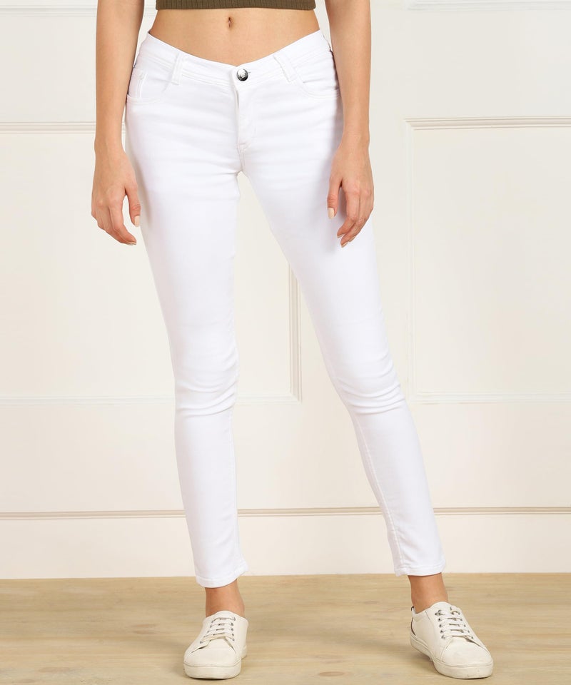 Nifty Women's Denim Stretchable Slim Fit Jeans (Jean_PLN_White_28) - Image 2