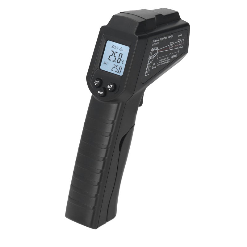 Infrared Thermometer: 12:1 Distance-to-point Ratio Higher Accuracy - Long Service Life Backlit LCD Auto Shut-off Durable ABS Material for Industrial Food Processing Home Use - Image 1