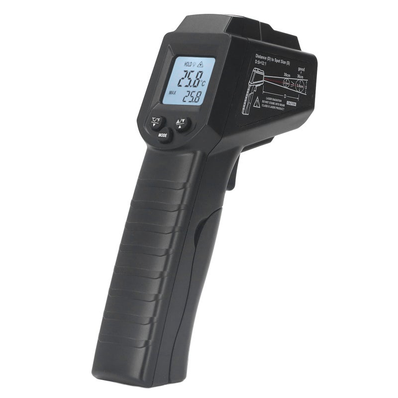 Infrared Thermometer: 12:1 Distance-to-point Ratio Higher Accuracy - Long Service Life Backlit LCD Auto Shut-off Durable ABS Material for Industrial Food Processing Home Use - Image 5