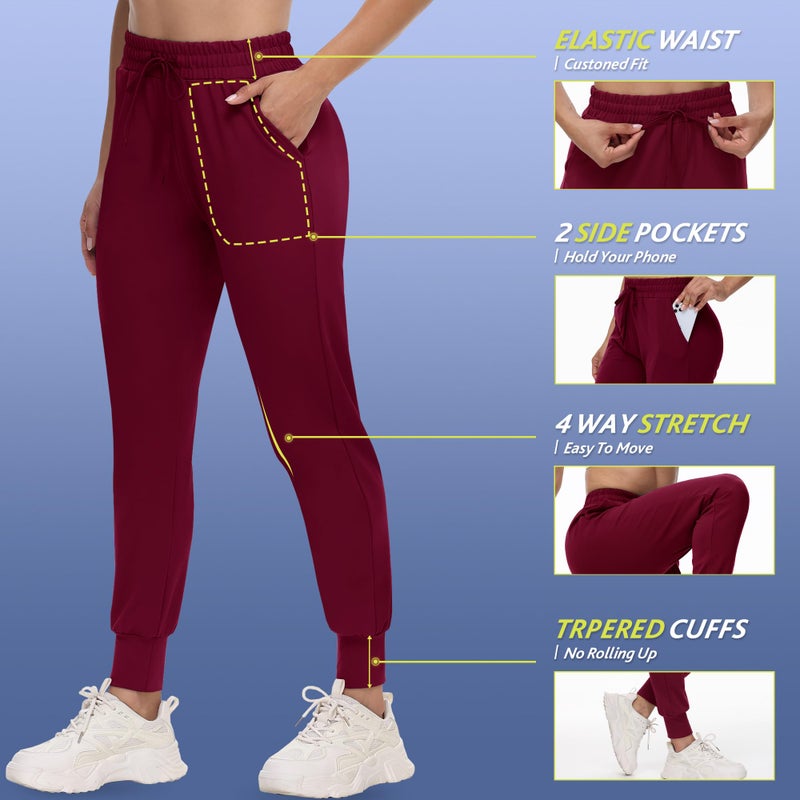 CAMPSNAIL 4 Pack Joggers for Women - Sweatpants with Pockets Lightweight Comfy Yoga Pants for Workout Travel Lounge - Image 3