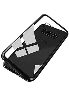 NuSense Cover For Samsung Galaxy S10 Magnet Cover Case, Aluminium Metal Housing Bumper Case Crystal Clear 9H Tempered Glass Back Case, Black  - Image 1