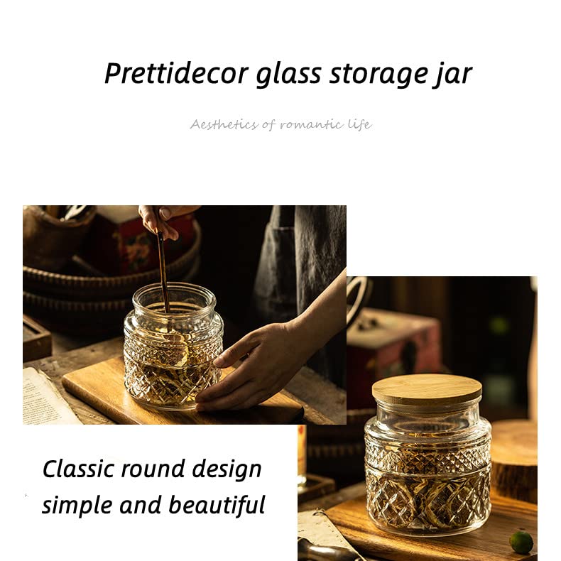Prettidecor Glass Storage Jar, 38 FL OZ, Food Canisters with Bamboo Lid, Kitchen Containers Decorative Airtight Glass Jars For Cereal Nuts Snack Candy Cookies Coffee Tea - Image 4