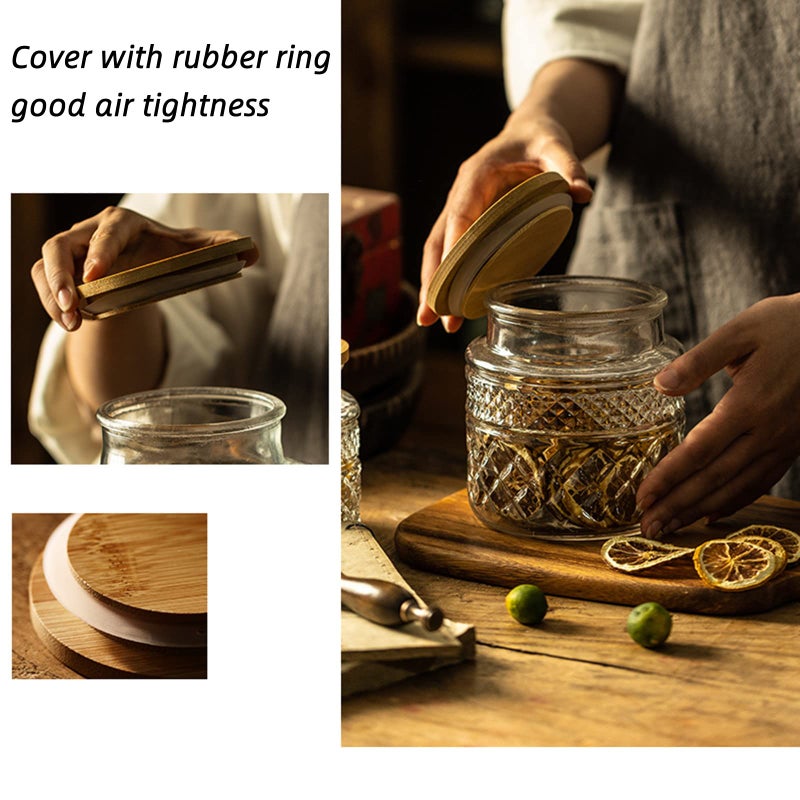 Prettidecor Glass Storage Jar, 38 FL OZ, Food Canisters with Bamboo Lid, Kitchen Containers Decorative Airtight Glass Jars For Cereal Nuts Snack Candy Cookies Coffee Tea - Image 2