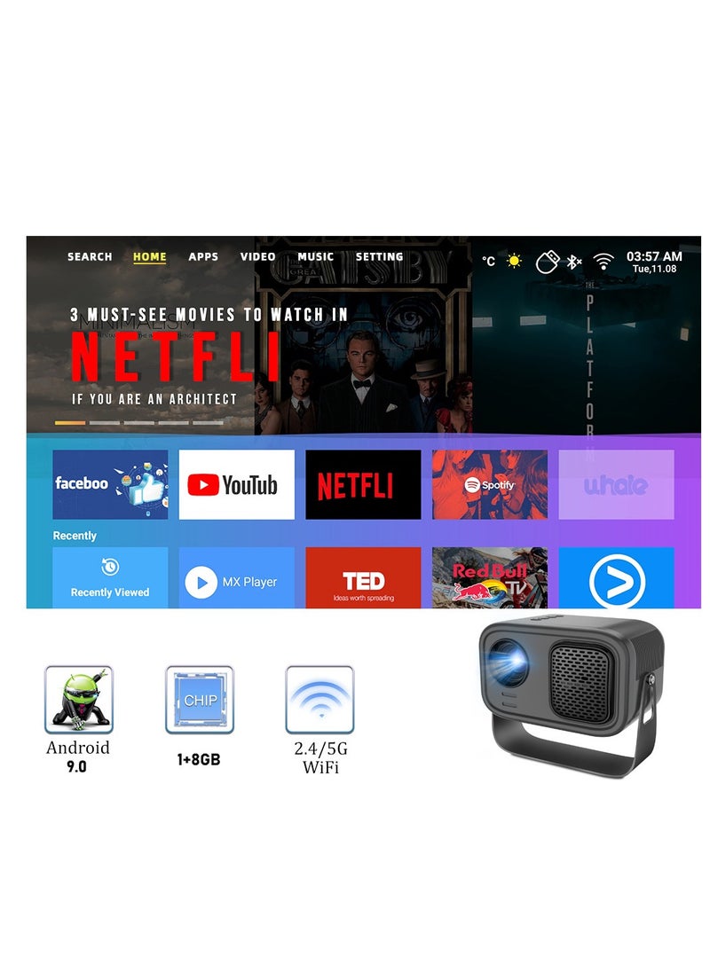 SLG - Portable Projector Wifi Android Full HD LED 1920x1080P 3800 Lum Home Office Mobile Phone Wireless Android System Projector - Image 1