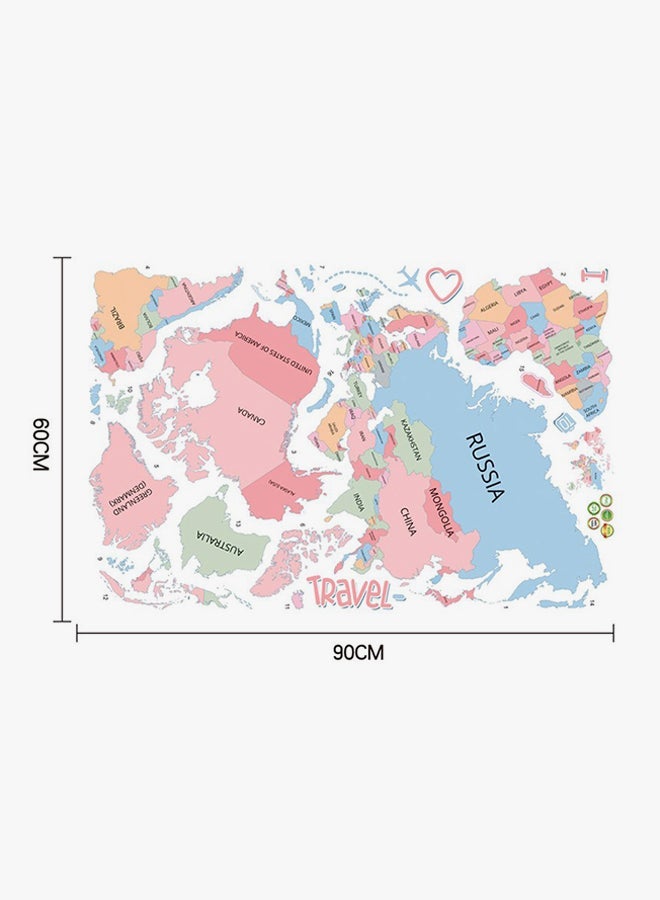 نيبمينينت World Map Pattern Decorative Sticker Multicolour 60 x 90centimeter - Image 2