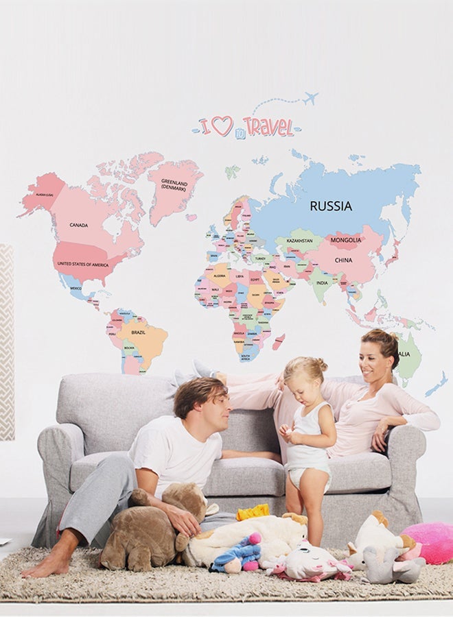 نيبمينينت World Map Pattern Decorative Sticker Multicolour 60 x 90centimeter - Image 3