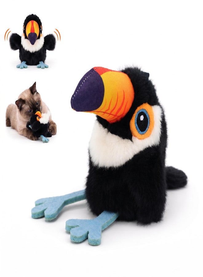 Flapping Bird Cat Toy, Toucan Plush Touch Activated Bird Chirp Cat Toy with Refillable Catnip, USB Rechargeable Interactive Kitten Exercise Toy,4.92"(No Flying) - Image 1