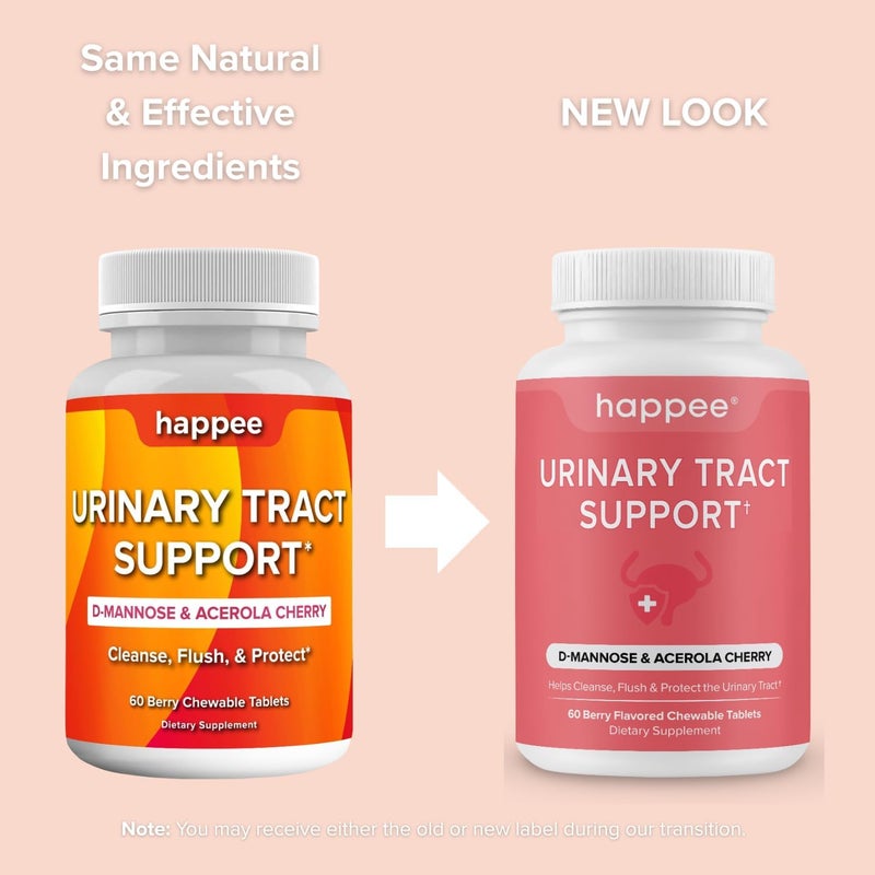 Happee Urinary Tract Health Supplement for Women  Men  FastActing UTI Relief and Prevention 500mg DMannose  Antioxidants Supports Kidney and Bladder Health Berry Flavor 60 Chewables - Image 3