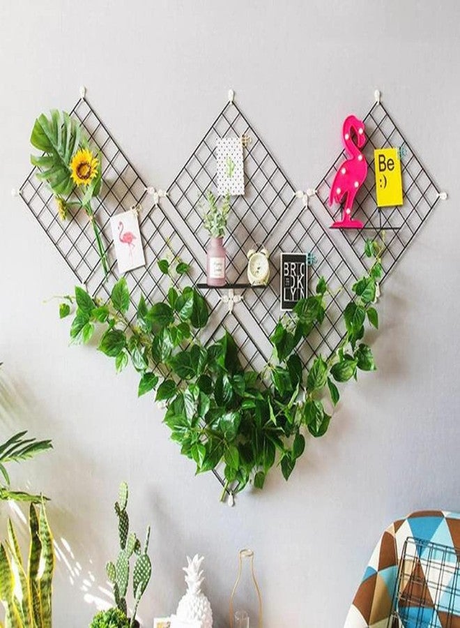 PIKIFY Wall Grid Panel Decorative Steel Hanging Art Display Photo (12"X12") Decorative Show Pieces Wall Mounted| Without Flowers (1) - Image 5