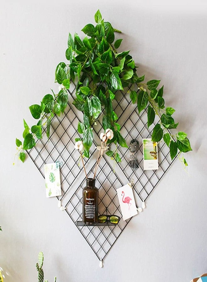 PIKIFY Wall Grid Panel Decorative Steel Hanging Art Display Photo (12"X12") Decorative Show Pieces Wall Mounted| Without Flowers (1) - Image 1