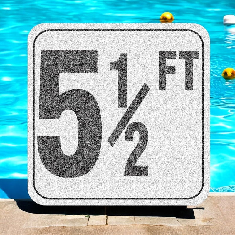 Aquatic Custom Tile علامات عمق المسبح 5 1/2 قدم، 6x6 بوصات مع خط بحجم 4 بوصات ملصقات فينيل للمسبح، علامات رقمية للمسبح، لافتات سلامة المسبح، ملصقات علامات العمق اللاصقة للأرصفة، مصنوعة في الولايات المتحدة - Image 3