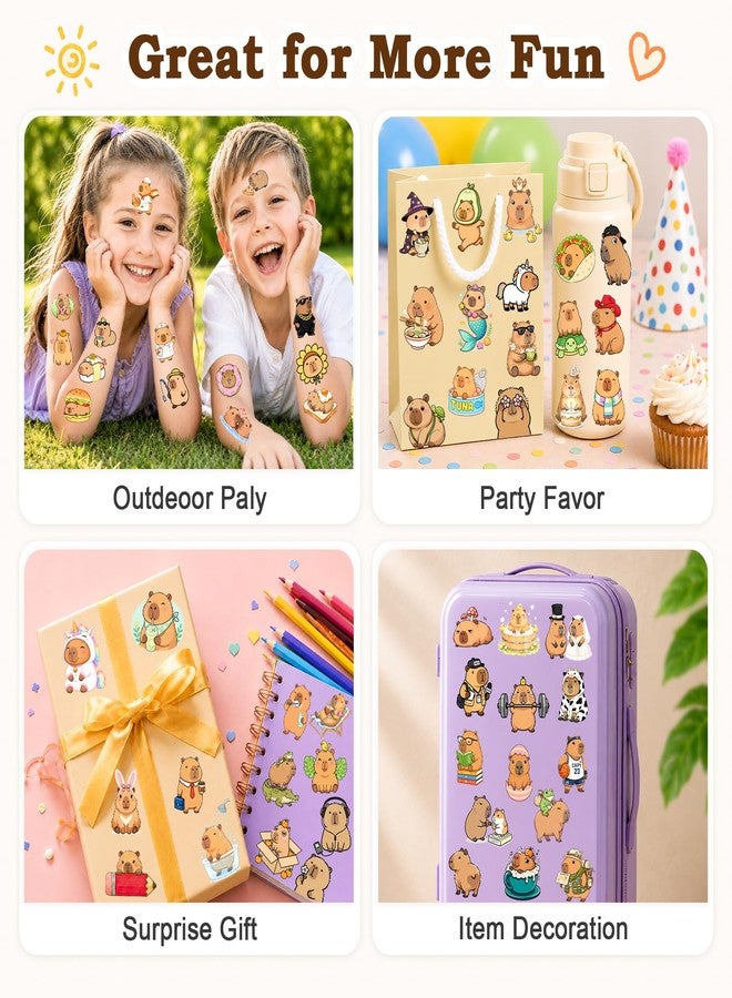 Ozepao 100 Pcs Capybara Temporary Tattoos for Kids, 2" x 2" Individually Wrapped Tattoos, Capybara Birthday Decorations, Party Favors Supplies - Image 5