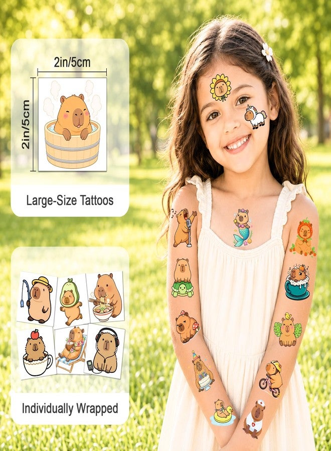 Ozepao 100 Pcs Capybara Temporary Tattoos for Kids, 2" x 2" Individually Wrapped Tattoos, Capybara Birthday Decorations, Party Favors Supplies - Image 3