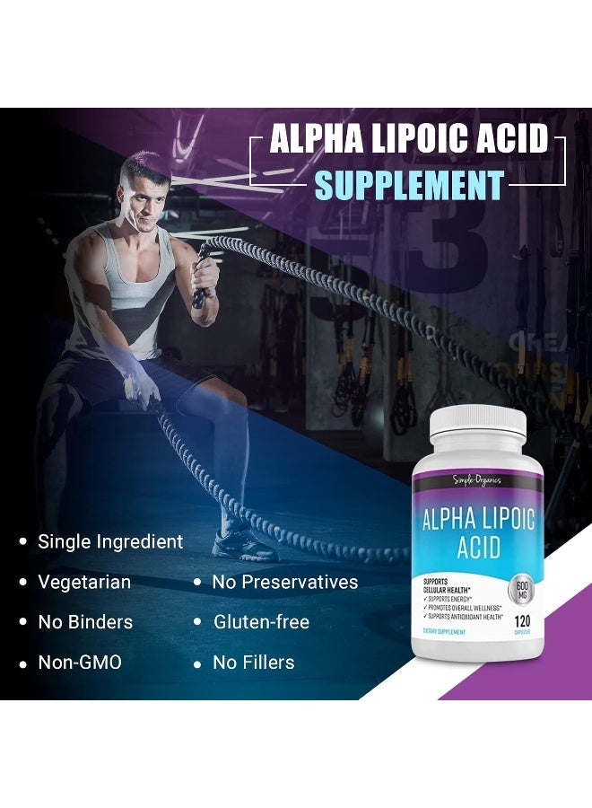 Simple-Organics Alpha Lipoic Acid 600mg 120 Capsules - Image 2