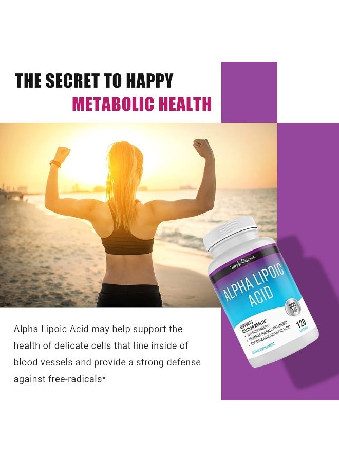 Simple-Organics Alpha Lipoic Acid 600mg 120 Capsules - Image 3
