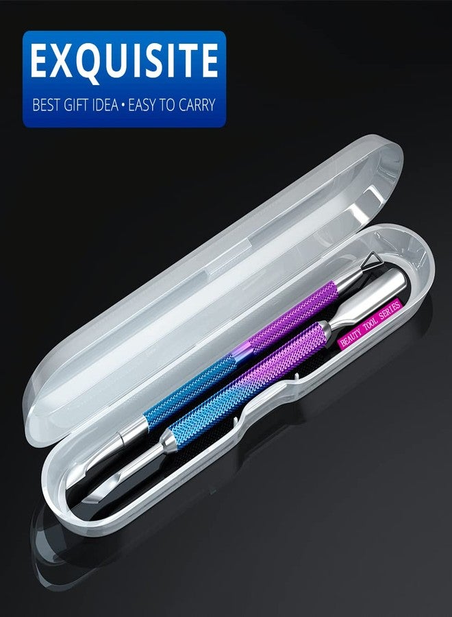 GA&EN 2PCS Metal Cuticle Pusher and Scraper (Blue Purple Mermaid), Nail Trimmer Cutter Stainless Steel Gel Scraper Tool, Nail Polish Remover Peeler Salon Manicure Pedicure Cleaner for Fingernail and Toenail - Image 4