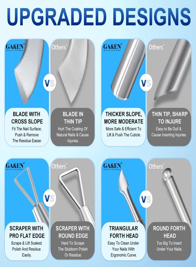 GA&EN 2PCS Metal Cuticle Pusher and Scraper (Blue Purple Mermaid), Nail Trimmer Cutter Stainless Steel Gel Scraper Tool, Nail Polish Remover Peeler Salon Manicure Pedicure Cleaner for Fingernail and Toenail - Image 3