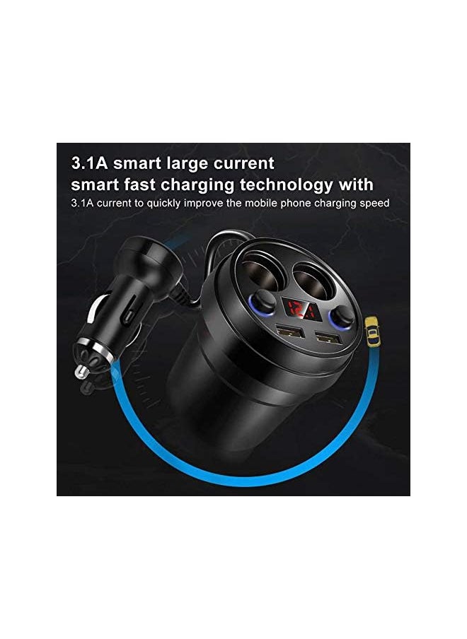 PROMASS - Sockets Car Cigarette Lighter Splitter, 12V/24V 120W Car Power Adapter Inverter, 3.1A Dual USB Port Car Charger Quick Charging, Compatible with Phone Androids GPS Dash Cam - Image 1