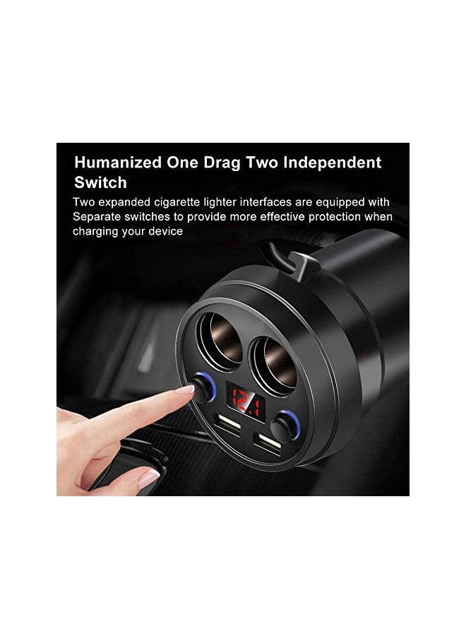 PROMASS - Sockets Car Cigarette Lighter Splitter, 12V/24V 120W Car Power Adapter Inverter, 3.1A Dual USB Port Car Charger Quick Charging, Compatible with Phone Androids GPS Dash Cam - Image 1