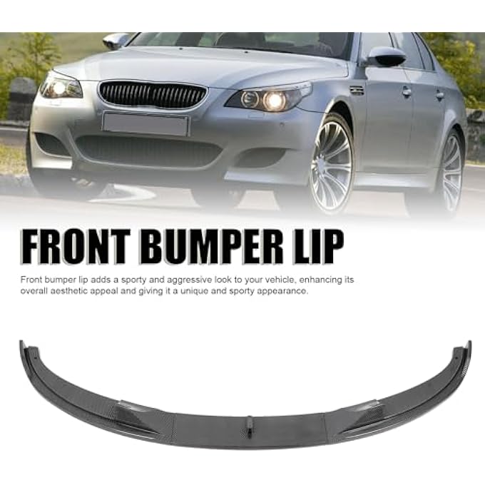 Jiawu Front Bumper Lip Spoiler, 3 PCS Front Bumper Lip Splitter Body Kit Compatible with E60 E61 M5 2005 2010, Splitter Under Chin Body Kit Lower Spoiler (Carbon Fiber) - Image 4