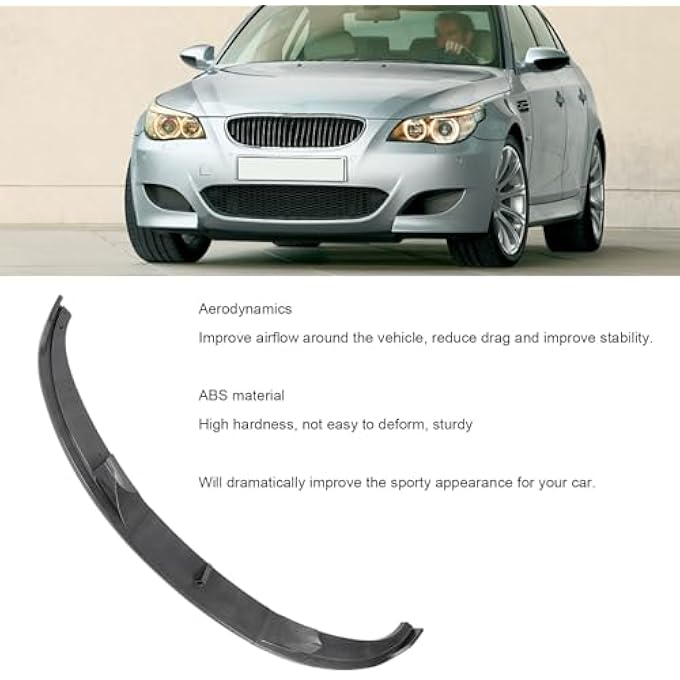 Jiawu Front Bumper Lip Spoiler, 3 PCS Front Bumper Lip Splitter Body Kit Compatible with E60 E61 M5 2005 2010, Splitter Under Chin Body Kit Lower Spoiler (Carbon Fiber) - Image 5