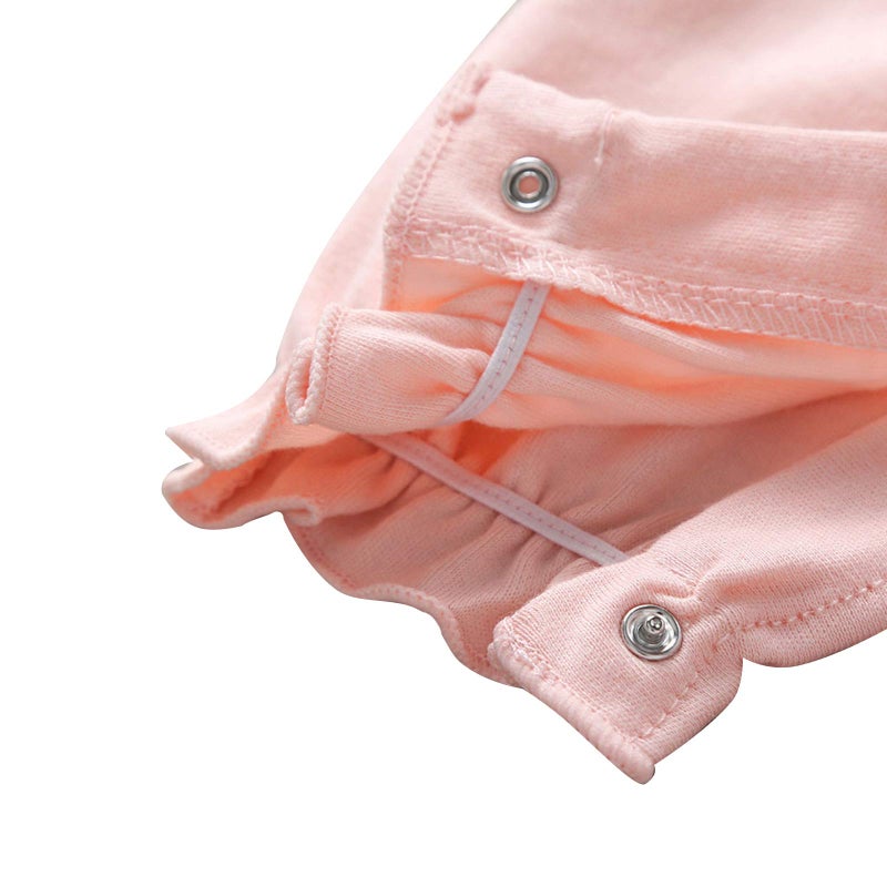 amropi Baby Girls Cotton Romper Lace Collar Jumpsuits Long Sleeve Coveralls with Hat 2 Pieces 3-6 Months, Pink - Image 5