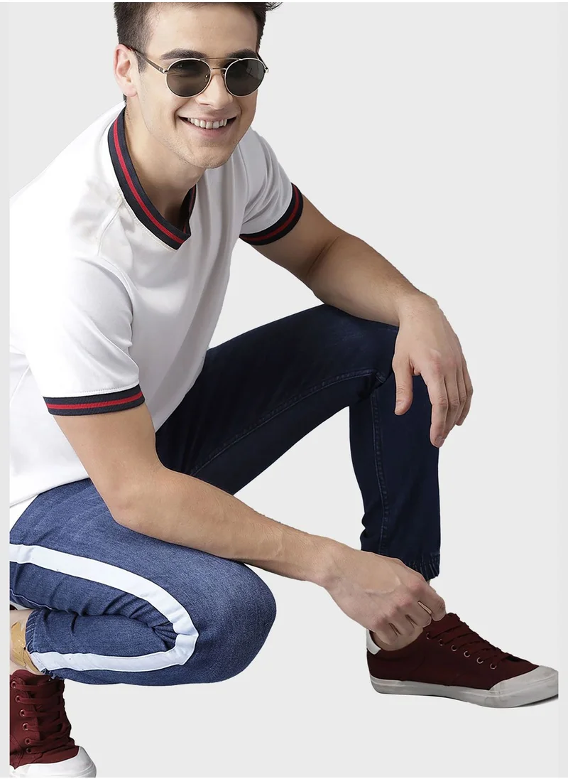 Campus Sutra Jeans with Side Stripes