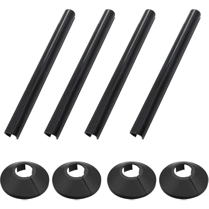 PACK OF 4 BLACK 15MM RADIATOR PIPE HOLE COVERS - DURABLE, EASY-TO-INSTALL, SLEEK FINISH, FIT FOR RADIATOR PIPES - Image 1