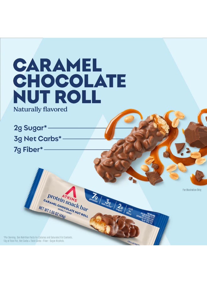 Atkins Snack Caramel Chocolate Nut Roll Bar 5 Bars 1.55 oz (44 g) Each - Image 5