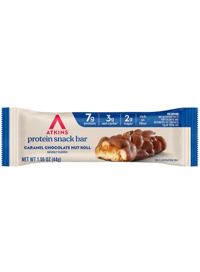 Atkins Snack Caramel Chocolate Nut Roll Bar 5 Bars 1.55 oz (44 g) Each - Image 2