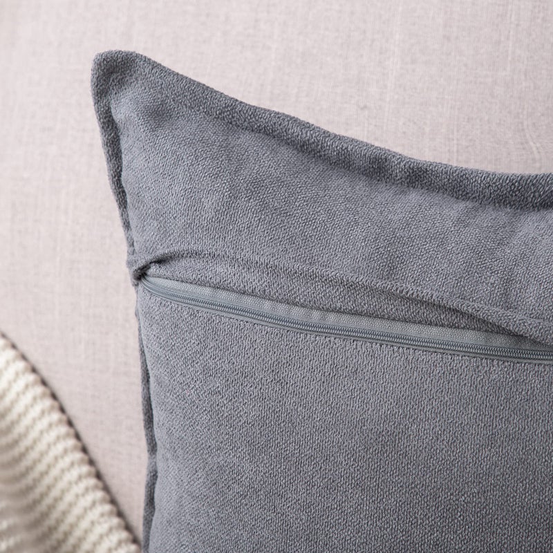 MADIZZ MADIZZ Set of 2 Short Chenille Throw Pillow Covers 24x24 Inch Grey Soft Decorative Cushion Cover for Sofa Bedroom Pillow Shell  - Image 3