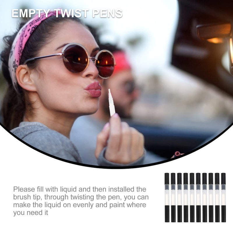 Lurrose 10pcs Transparent Twist Pens Empty Nail Oil Pen Brush Cosmetic Lip Gloss Container Applicator Eyelash Growth Liquid Tube for Beauty Supplies 3ml Color 2 - Image 2