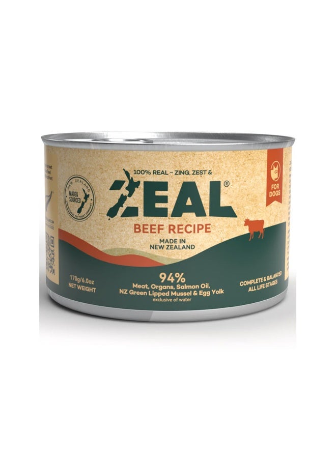 Zeal Grain Free Beef Recipe Canned Dog Food - 170 g