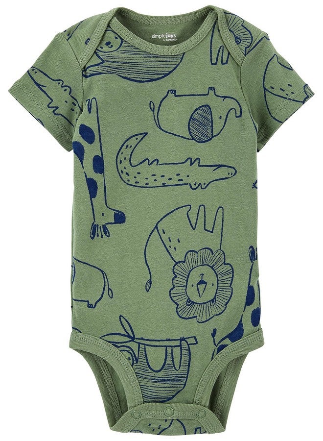 Simple Joys by Carter's Simple Joys by Carter's Baby Boys' 6-Pack Short-Sleeve Bodysuits, Multicolor/Alligator/Forest Animals/Stripe, 6-9 Months 