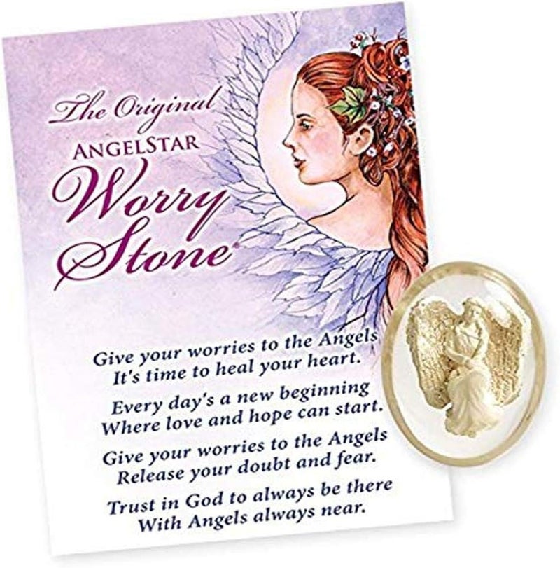 Angelstar Courage Angel Worry Stone - 1.5" H x 1.5" W, White with Gift Envelope - Image 1