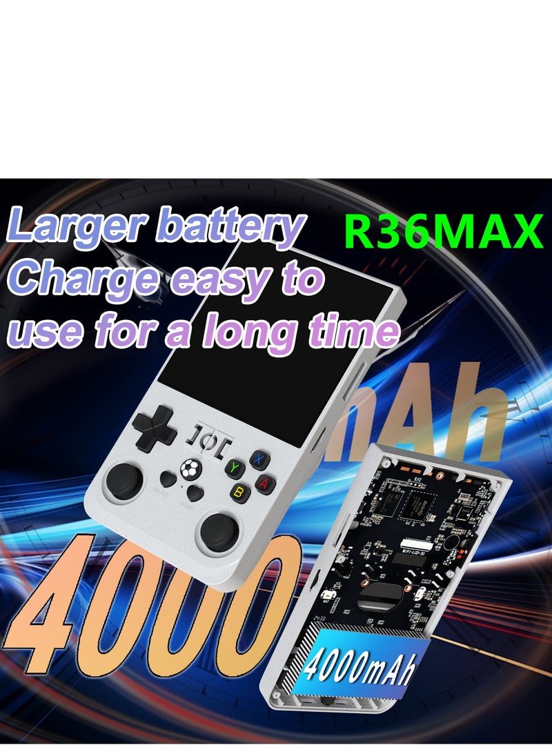 R36S Update Version R36MAX Retro Handheld Game Console, 4" HD IPS Screen, 4000mAh Battery, RK3326 Chip, 30+ Emulators (PS1/N64/GBA/MAME) 15000+ Games, Ergonomic Design with Dual Joysticks