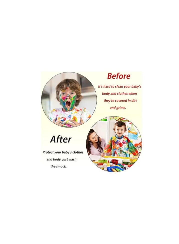 Kids Art Smock,2 PCS Painting Apron for Toddler,Children Artist Smock with Pocket and Long Sleeves,Long Section,Waterproof,Art Painting Apron - Image 4