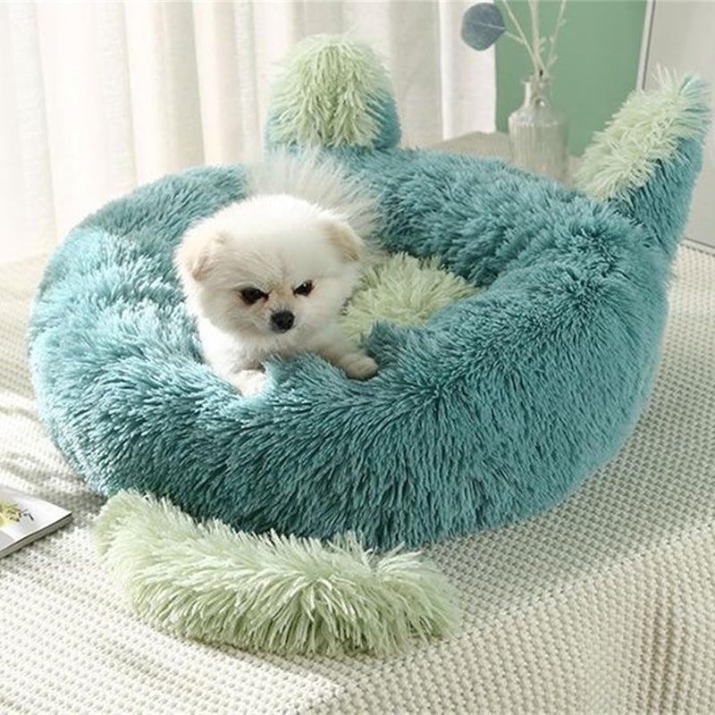 Dog Bed Furry Nest for Small Puppy Kitten Non-Slip Dog Basket Pet Bed with Rabbit Ears Tail Multicolored Winter Dog Bed - Image 5