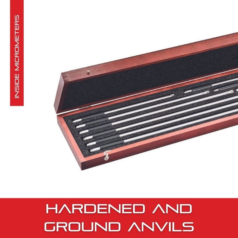 Starrett Tubular Inside Micrometer Set with Case Lock Nut QuickReading Figures Hardened Interchangeable and Ground Anvils  440 Range 001 Graduations  823EZ - Image 5