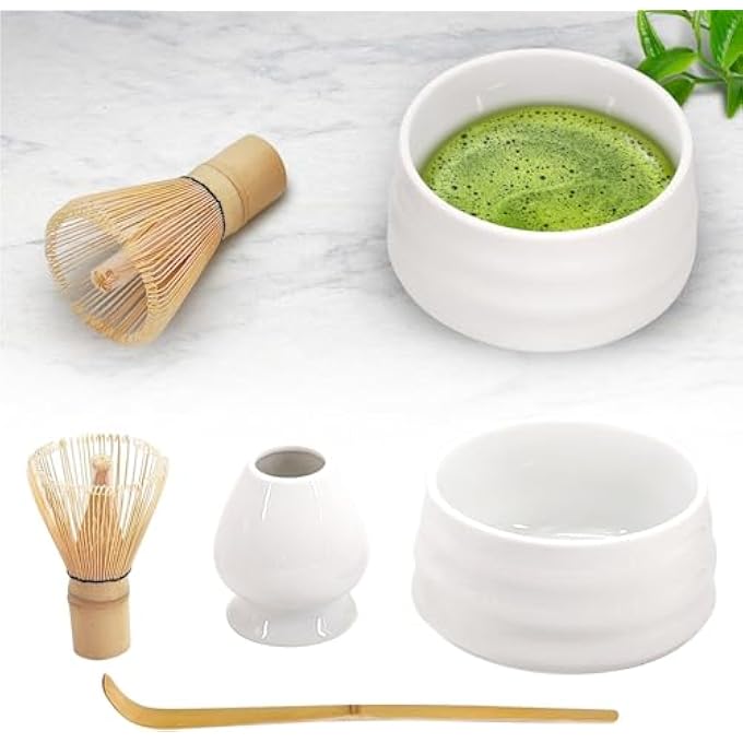 Unity Matcha Whisk Set  Matcha Set Includes Matcha Whisk And BowlMatcha Whisk Holder And Traditional Scoop  The Perfect Bamboo Whisk For Matcha Tea White 4Pc - Image 2