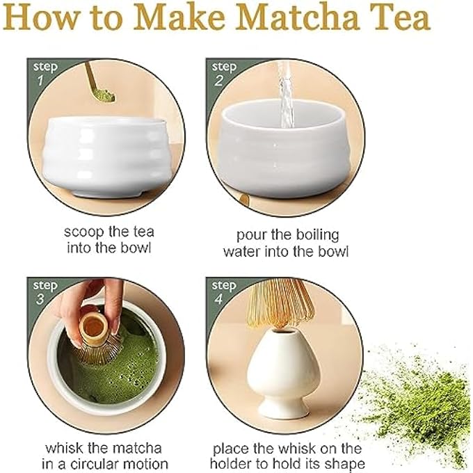 Unity Matcha Whisk Set  Matcha Set Includes Matcha Whisk And BowlMatcha Whisk Holder And Traditional Scoop  The Perfect Bamboo Whisk For Matcha Tea White 4Pc - Image 5