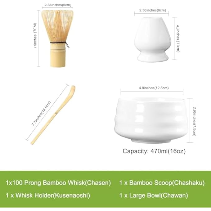 Unity Matcha Whisk Set  Matcha Set Includes Matcha Whisk And BowlMatcha Whisk Holder And Traditional Scoop  The Perfect Bamboo Whisk For Matcha Tea White 4Pc - Image 3