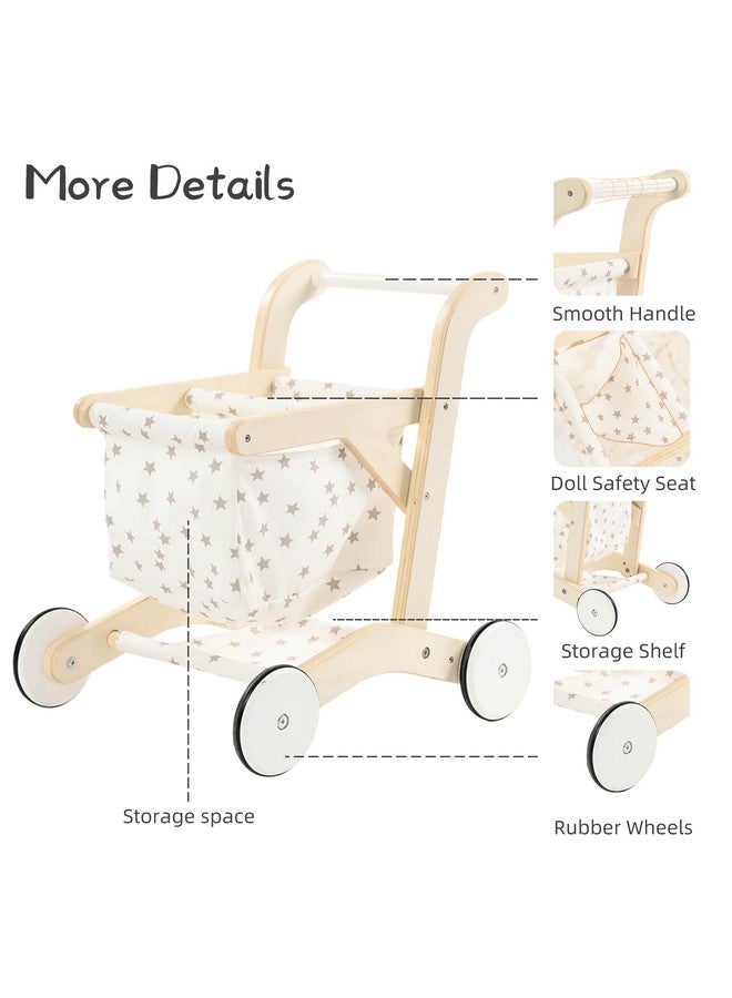 labebe Baby Push Walker Doll Stroller, Push Toy for Toddler, Shopping Cart for Girls and Boys 1 Years Old, Kids Stand Learning Walker, Wooden Play Wagon with Wheel, Larger Size 15.2 * 18.7 * 19.7 - Image 4