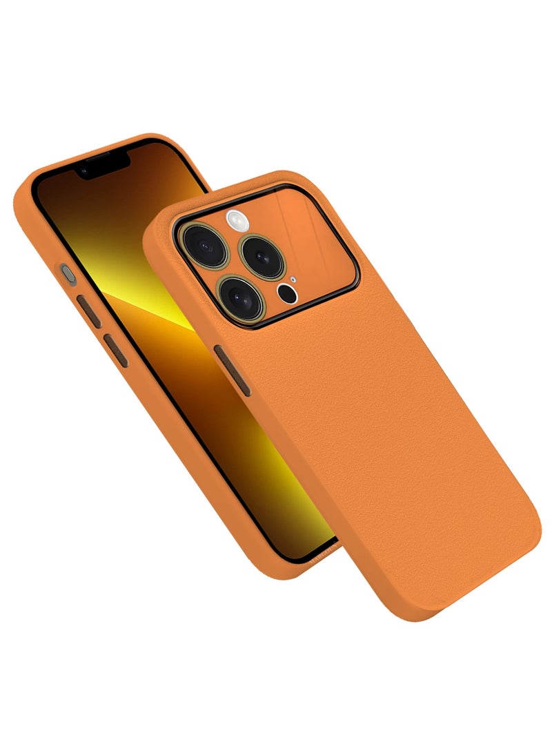 CATANES غطاء سيليكون صلب لآيفون 13 برو - غطاء مع واقي كاميرا - تصميم تركيز تلقائي - برتقالي - Image 1
