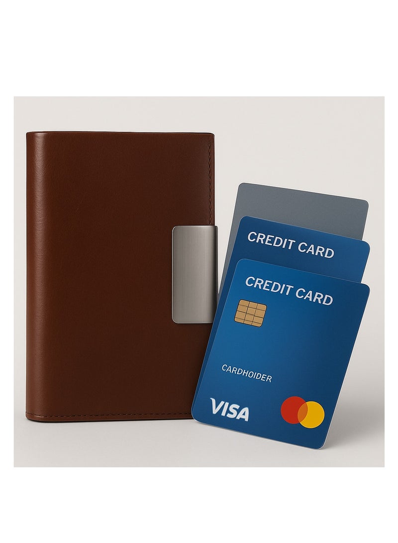 zoba Magnetic Leather Card with Metal Protection - Light and Luxurious - Dark Brown  - Image 4