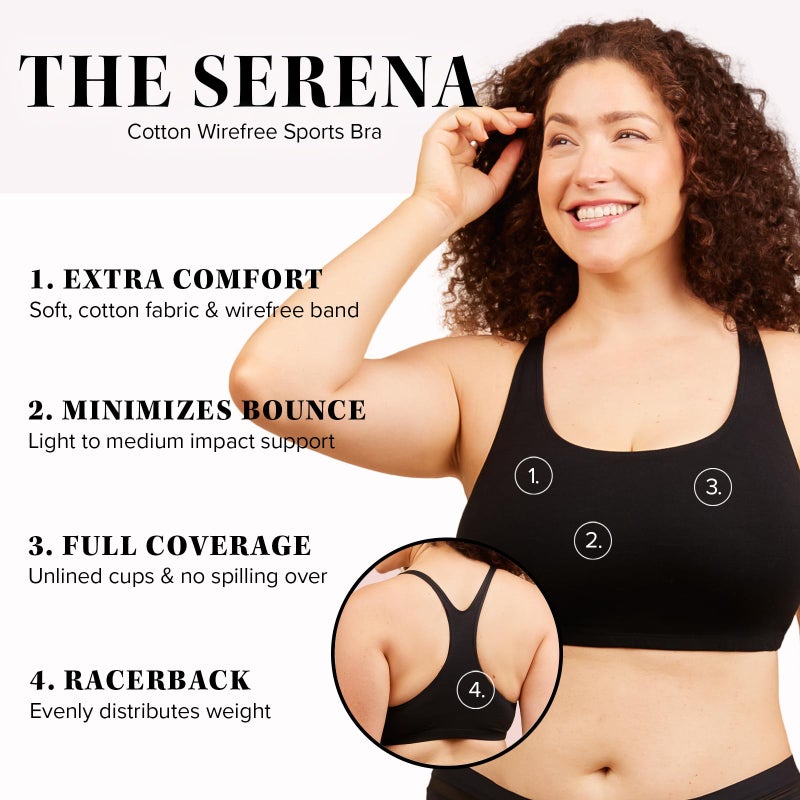Leading Lady Sports Bra for Women - The Serena Wirefree Sports Bra - Black - Image 2