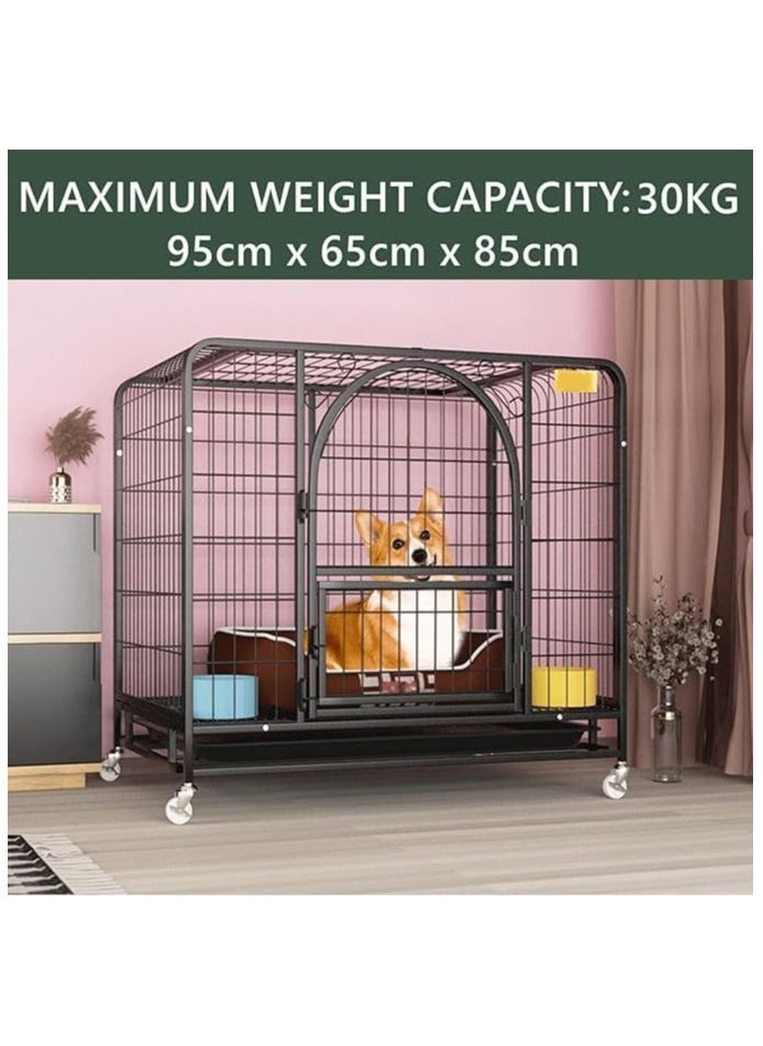 TRADE BAY Foldable Dog Cage with Removable Tray & Lockable Wheels, 37inch (Size 95x65x85cm)  - Image 2