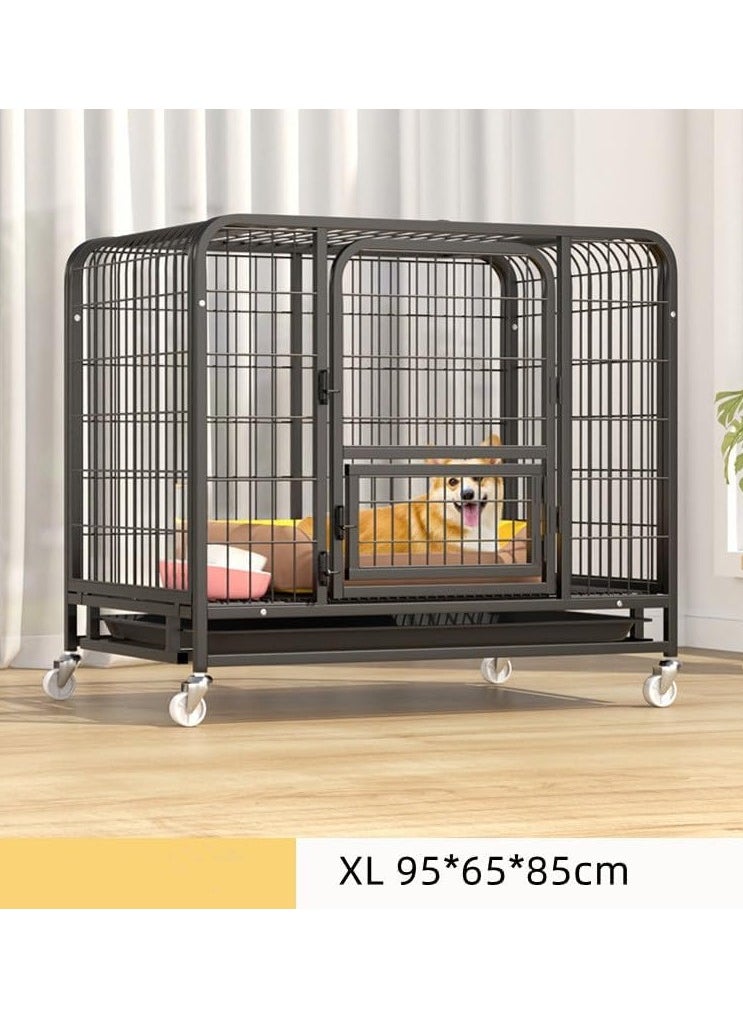 TRADE BAY Foldable Dog Cage with Removable Tray & Lockable Wheels, 37inch (Size 95x65x85cm)  - Image 4