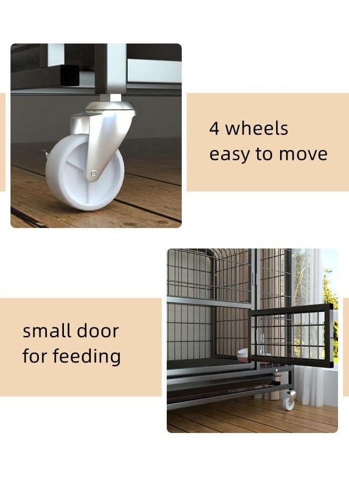TRADE BAY Foldable Dog Cage with Removable Tray & Lockable Wheels, 37inch (Size 95x65x85cm)  - Image 5